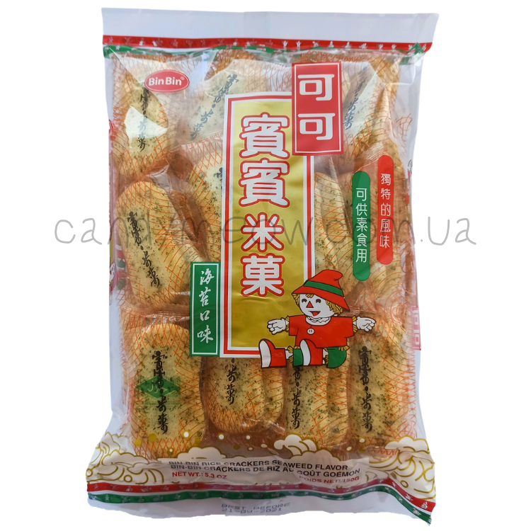Купити японські крекери BinBin Rice Crackers with Seaweed в Україні