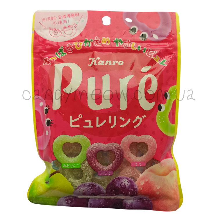 Японские жевательные конфеты Kanro Pure - Ring Heart Fruit Gummy 